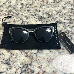 Never Worn, New with Tags! Black, Quay Sunglasses with silver trim!
